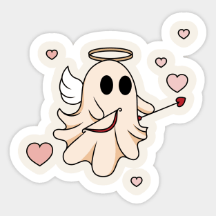 Cupid Ghost Retro Valentines Day Sticker